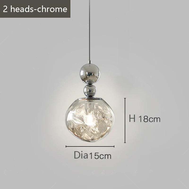 suspension lumineuse moderne transparente gris fumé texture ondulée brillante chambre salon étude