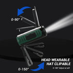 lampe frontale led rechargeable clip headband deux modes lumiere blanche rouge camping pêche