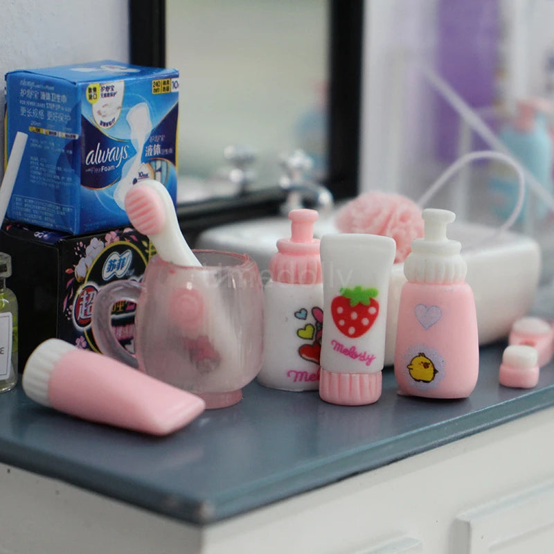 miniatures produits soins personnels rose blanc motifs fruits coeurs cartoon mignon ensemble ACCESSOIRE POUPEE
