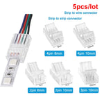 connecteurs led ruban broches 8mm 10mm transparents ws2811 rgb smd 5050
