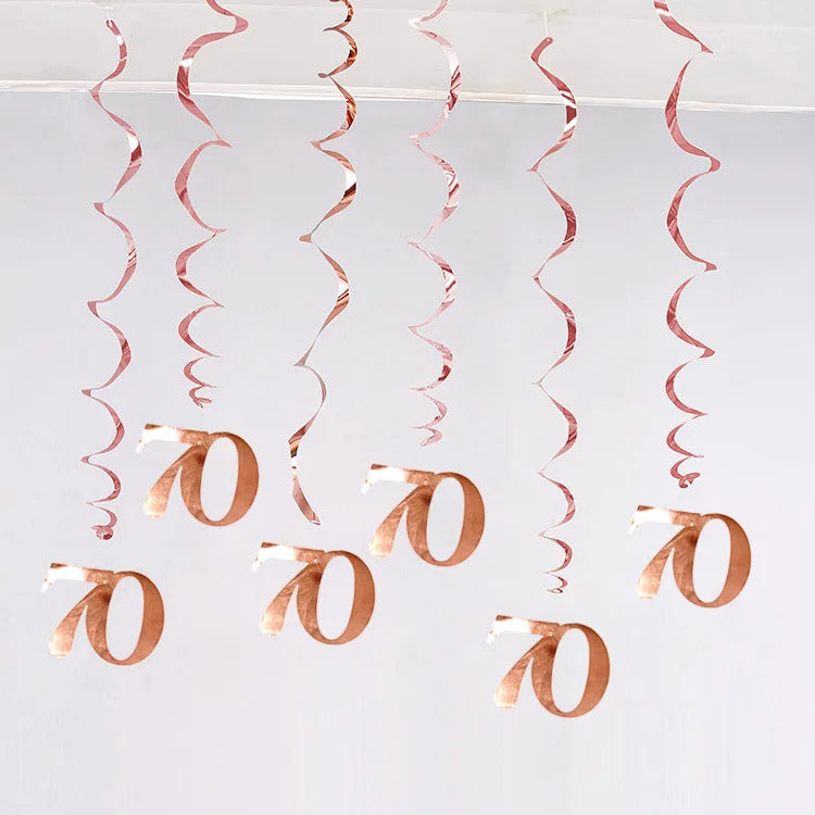 décoration anniversaire guirlande spirale rose doré moderne fête 21 30 40 50 années