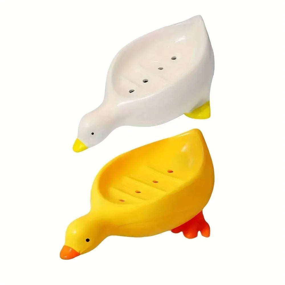 porte savon canard blanc jaune moderne salle bain douche évier