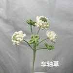 décoration maison mariage anniversaire bouquet fleurs artificielles tricotées feuilles vert clair artisanalintérieur