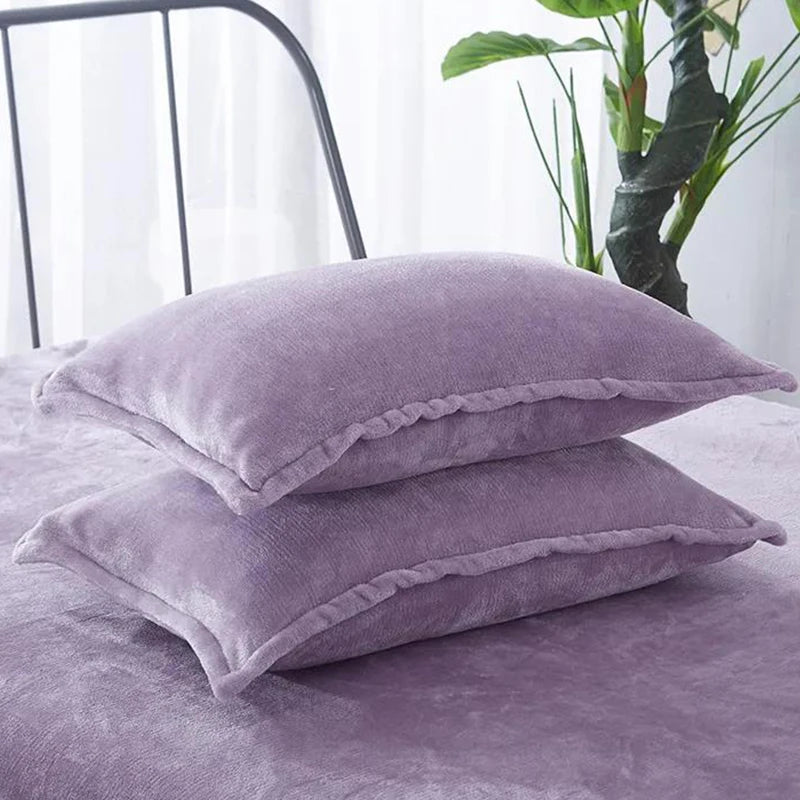 taies d'oreiller velours violet marron bleu rose gris 300 fils 48x74cm moderne respectueux environnement