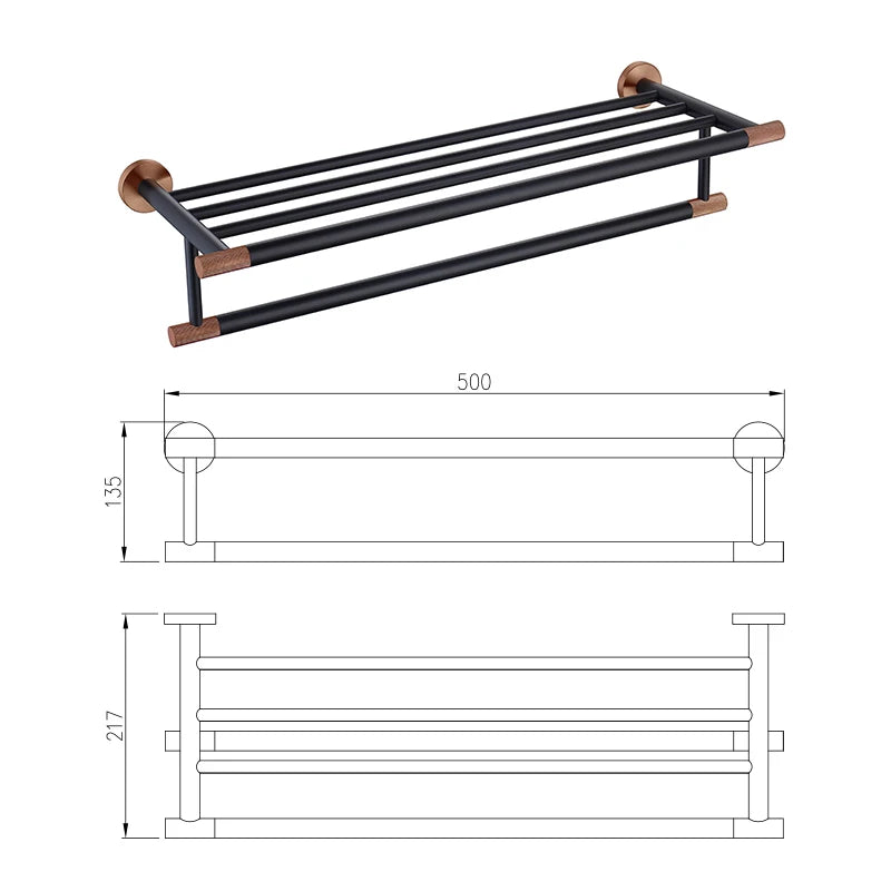 ensemble accessoires salle bain mural métal noir cuivre porte serviette savon distributeur moderne