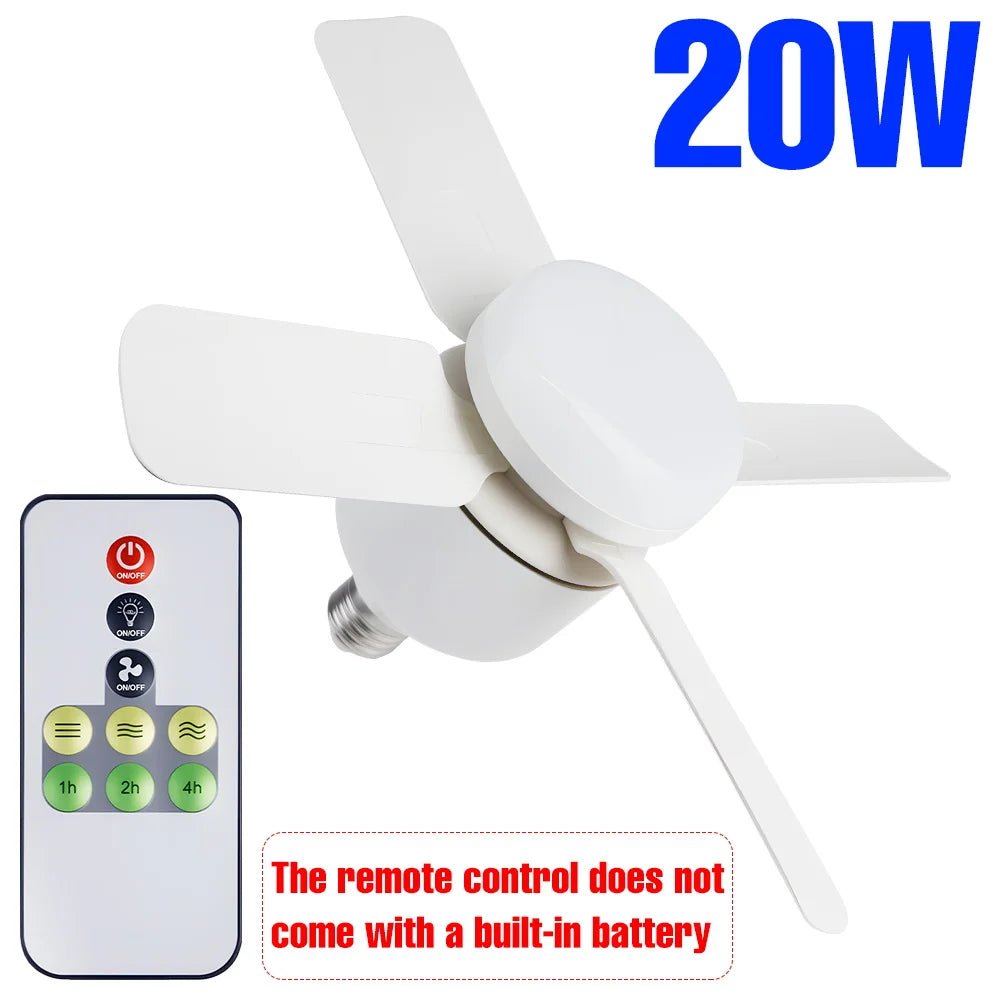 ventilateur led lumière intégrée blanc moderne télécommande trois vitesses niveaux luminosité