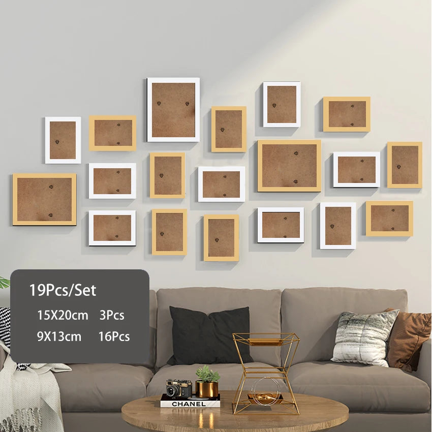 cadres photo bois modernes blancs noirs verre transparent clips inclusion minimaliste mur