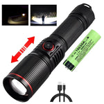 torche rechargeable 30w led noire intense camping plein air modulaire zoom