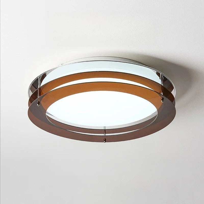 plafonnier led moderne ondulé transparent argenté fixations vis monté surface