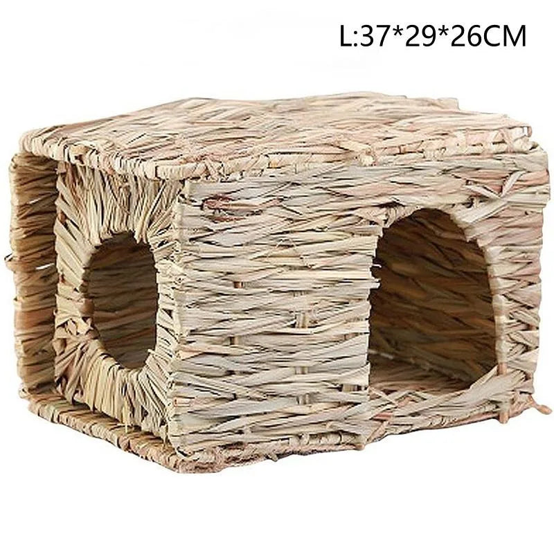 abri animal tressé naturel hamster lapin beige rustique soft bed house