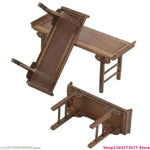 meuble pliant bois sculpté finition lisse traditionnel artisanal plateau pieds marron foncé