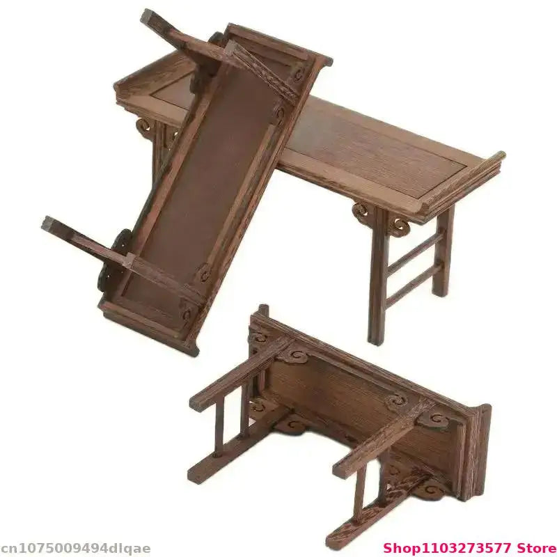 meuble pliant bois sculpté finition lisse traditionnel artisanal plateau pieds marron foncé