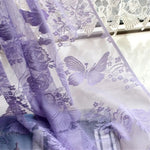 rideau noir blanc rose violet papillons fleurs transparent broderie oeilletsextérieur