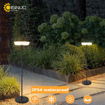 lampe solaire rechargeable 4400mAh moderne panneau solaire noir fixée base circulaire