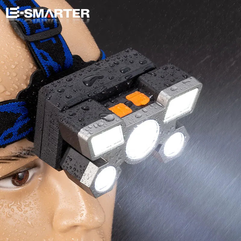 lampe frontale rechargeable led noire camping chasse pêche nuit cordon usb