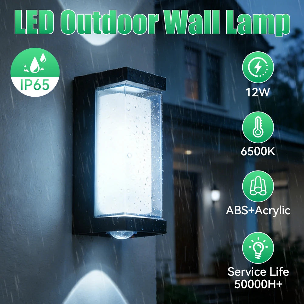 lampe murale led moderne noire blanche 12w 85265v étanche extérieure chambre entrée salle bain