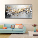 peinture l'huile abstraite contemporaine multicolore géométrique sans cadre horizontal