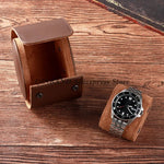 boîtes montres simili cuir bleu marine marron clair classique fixations rangement sécurisé vintage