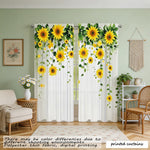 rideaux imprimés moderne tournesol blanc jaune vert transparent anneaux métalliques polyester