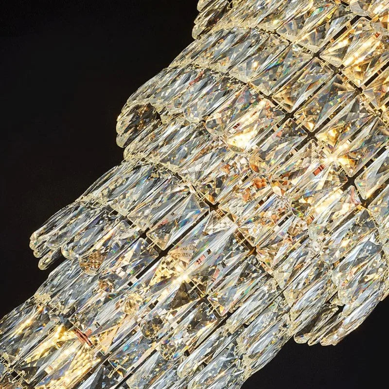 lustre cristal géométrique doré transparent moderne ampoules led semi encastré chambre salon