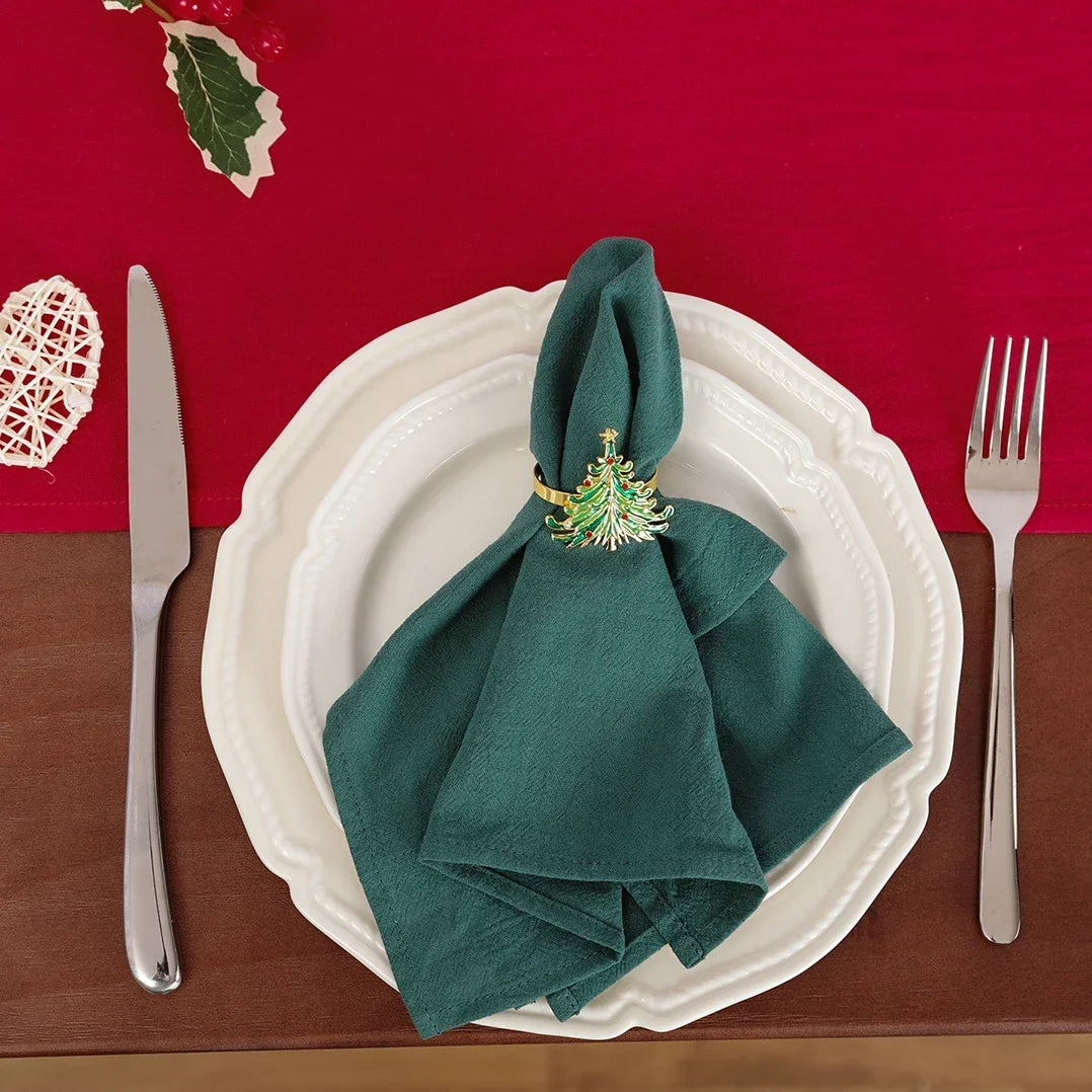 lot 50 serviettes cuisine coton bleu clair clips dorés table