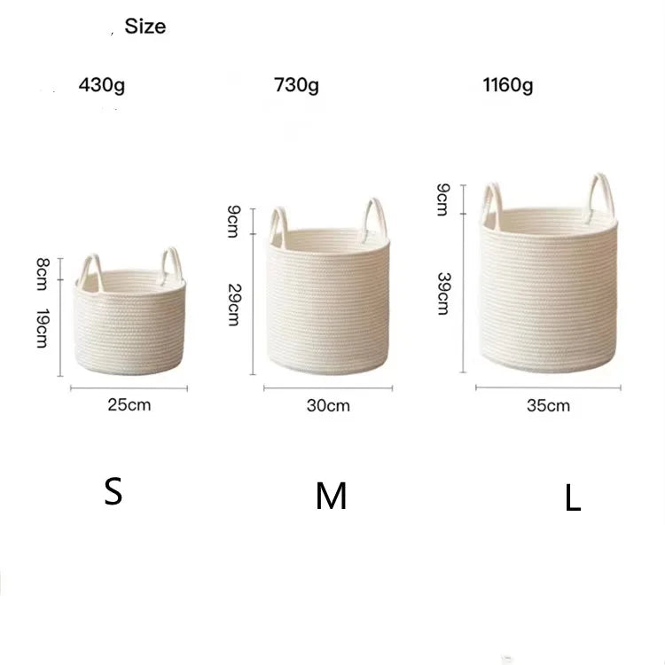 Panier pliable en coton blanc vue de côté