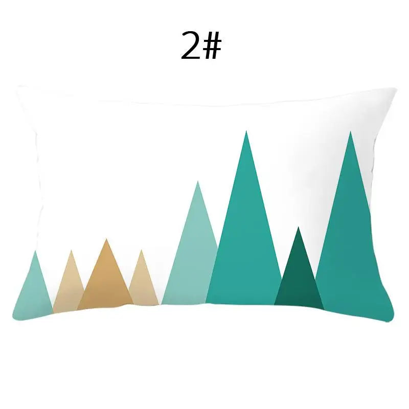 coussin lombaire jaune noir blanc bleu gris vert marron zigzag triangles moderne 30x50cm polyester