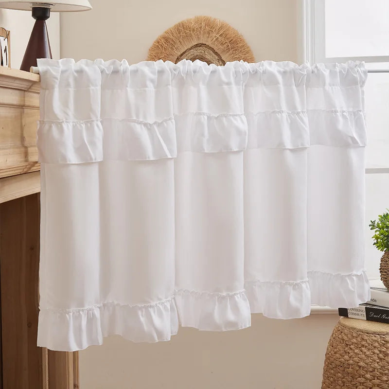 rideau blanc classique polyester ruche finement rayé opacité contemporain décoration intérieure cuisine fenêtre