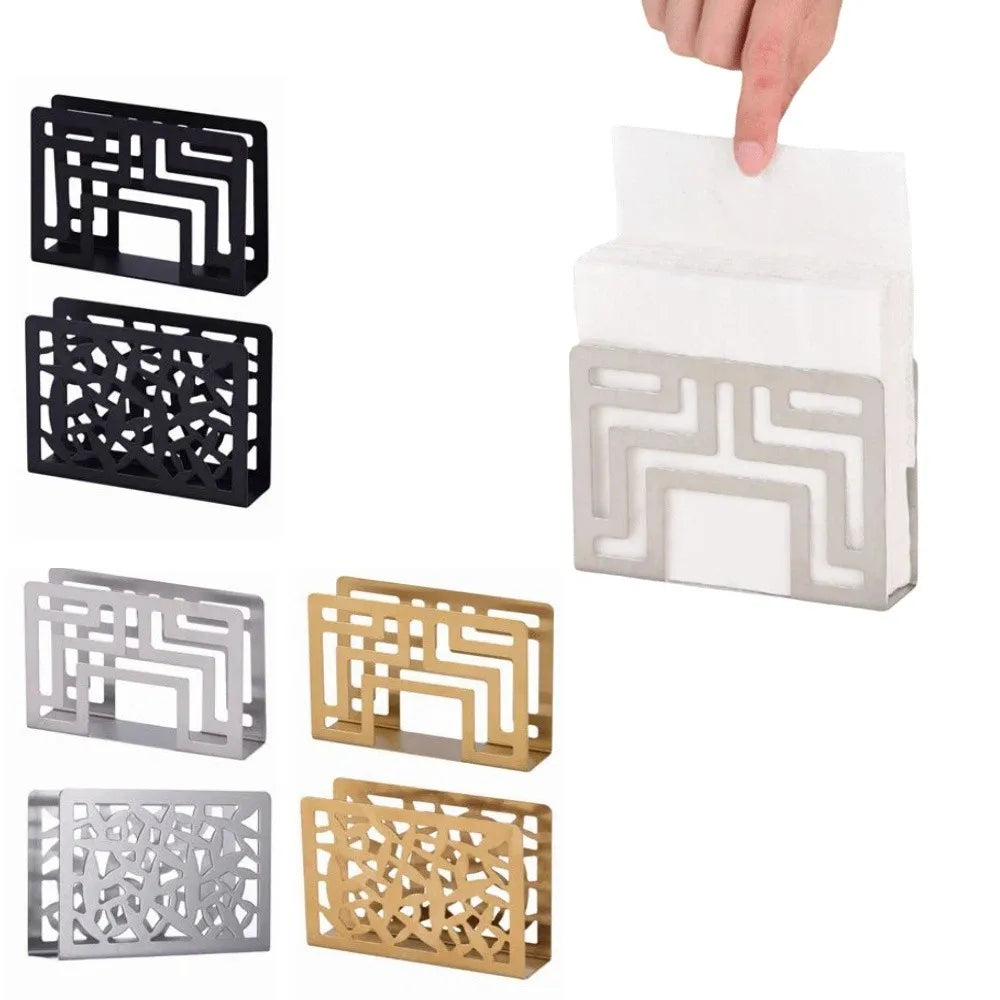 support serviettes moderne argenté doré noir grille géométrique adhésif papier serviettes