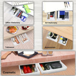 tiroir gris réutilisable clips plastique moderne crayons stylos bloc notes cosmétiques