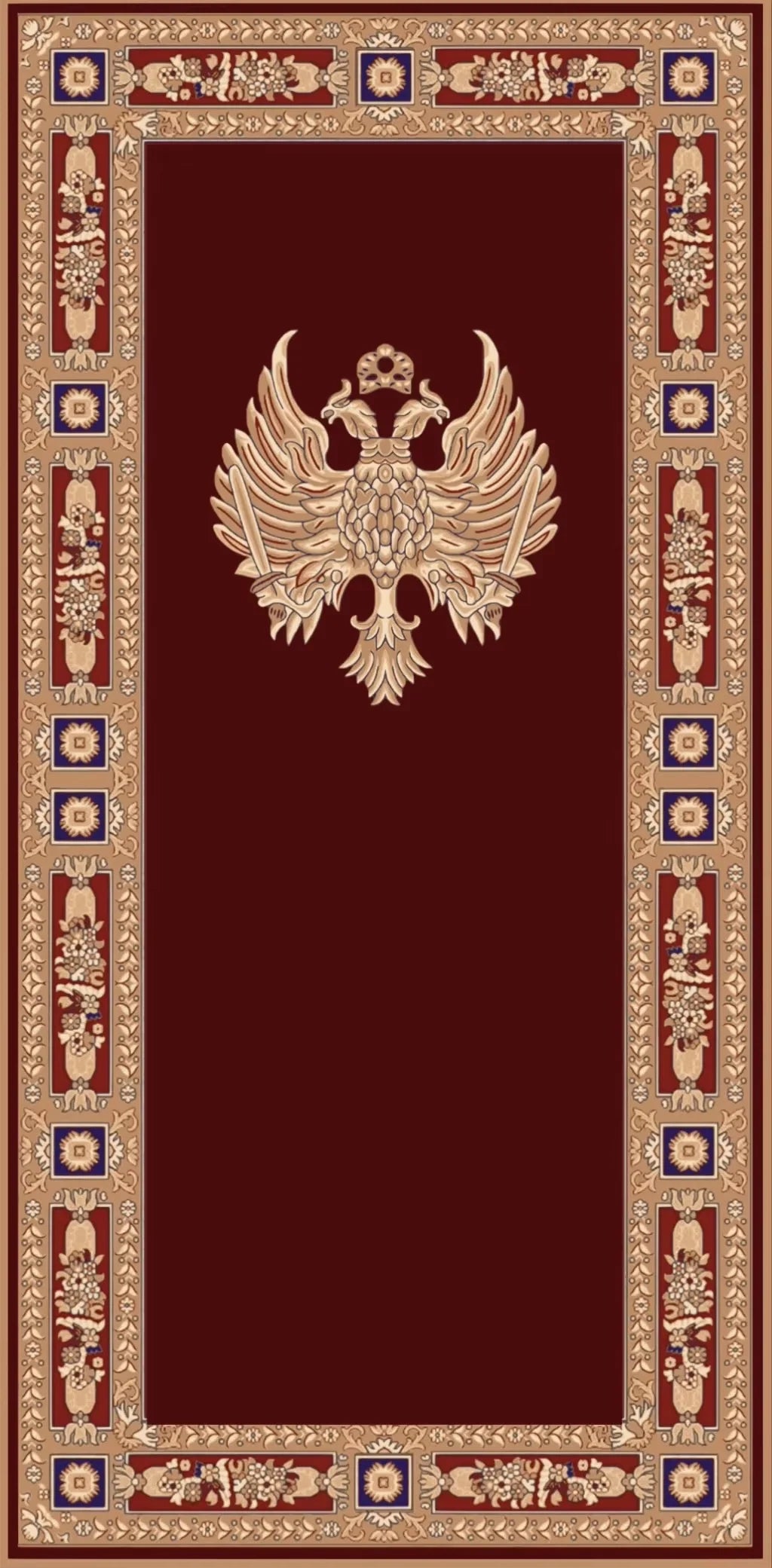 tapis noir rouge ornamental oiseau croix géométrique polyester caoutchouc maisonFRINGES