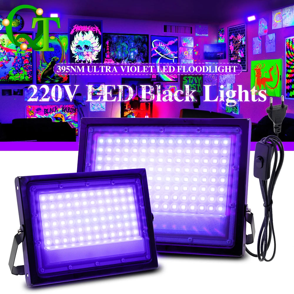 projecteur led uv 100w 50w black light violet noir fete decoration halloween