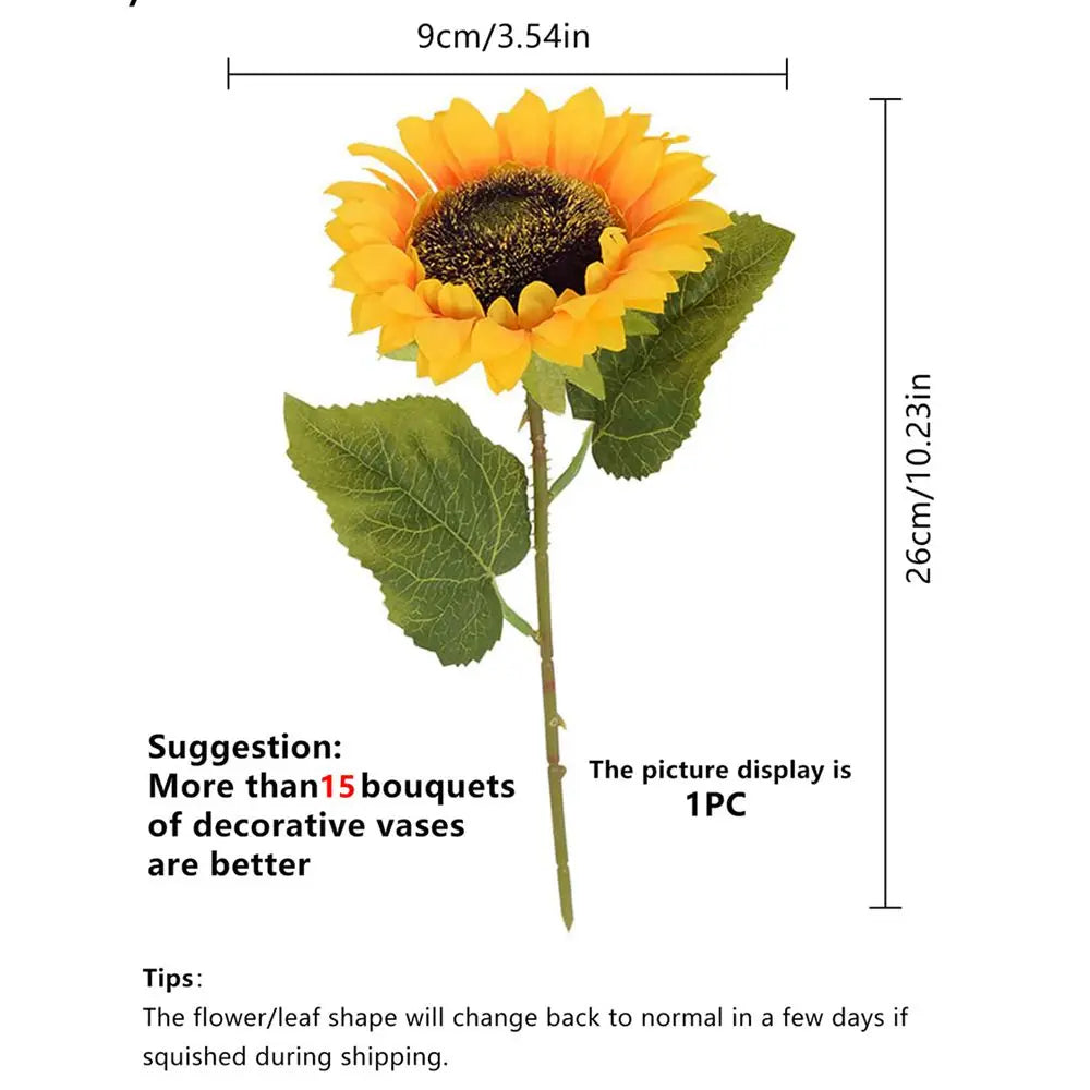 bouquet fleurs artificielles tournesol jaune feuilles vertes deco moderne exterieur intérieur fête anniversaire mariage