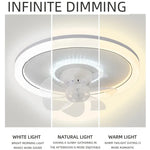 ventilateur moderne led rotation 360° télécommande éclairage chambre blanc minimaliste