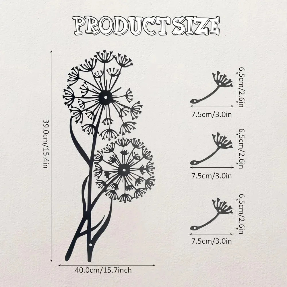 sticker mural pissenlit noir minimaliste adhésif fleur décoration intérieure chambre salon