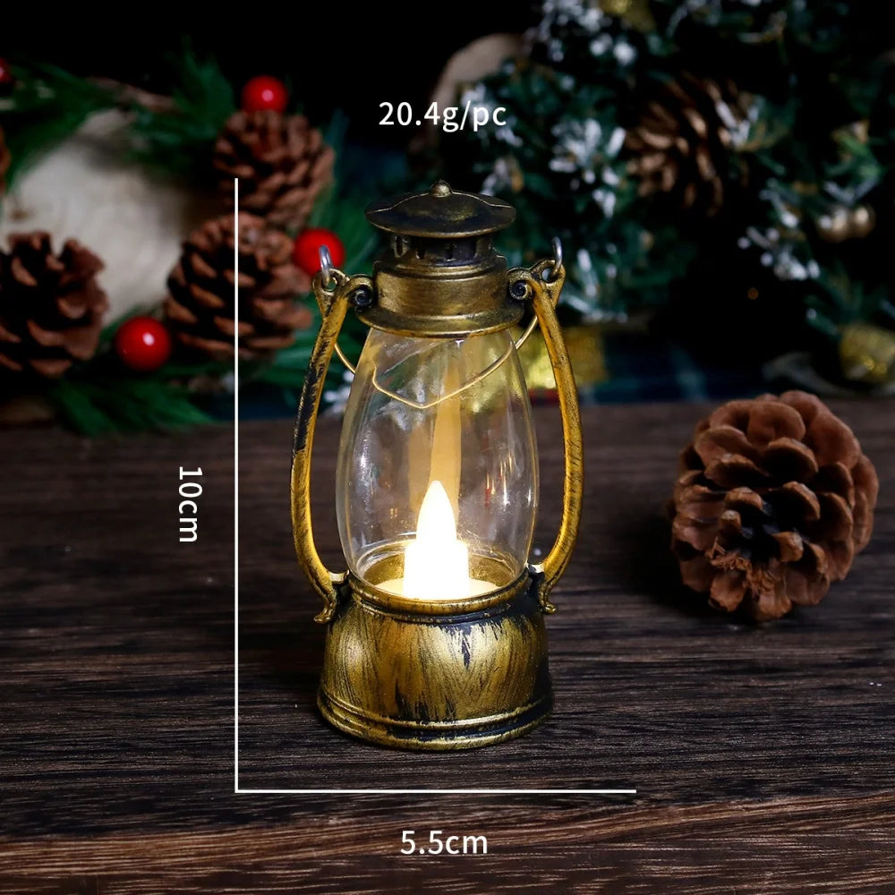 lanterne vintage transparente bougie led ornoements noel anneaux metalliques effet metallique robuste