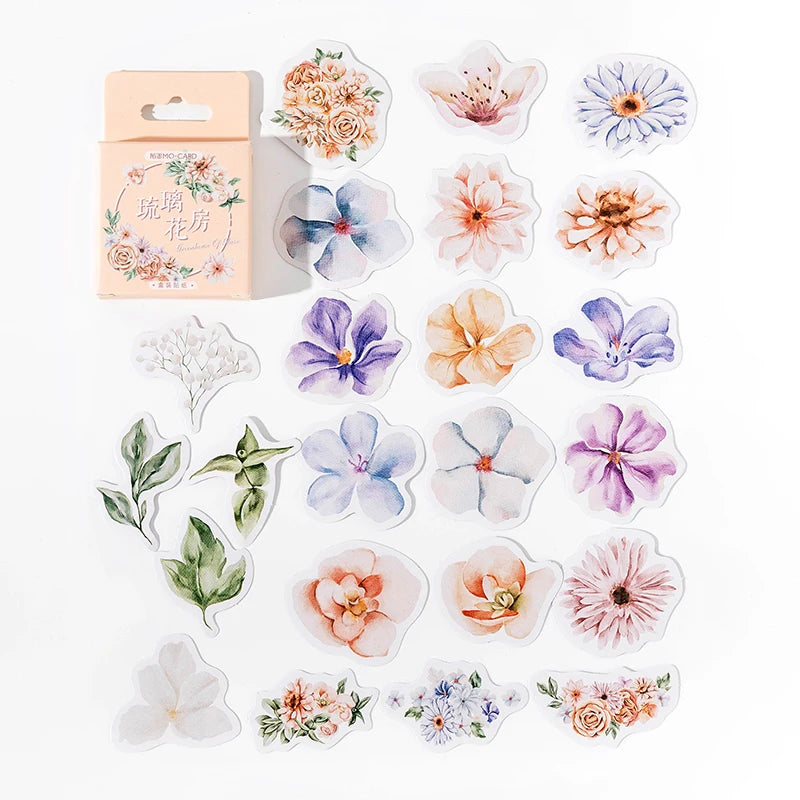 feuilles stickers floraux aquarelle effets dégradés semi translucides romantiques vintage