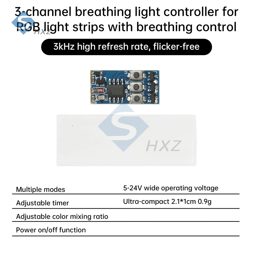 contrôleur lumière led rgb ws2812 3canaux scintillement moderne imprimé bleu opaque
