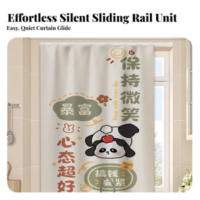 Rideau occultant avec rail coulissant push-pull en couleur blanche
