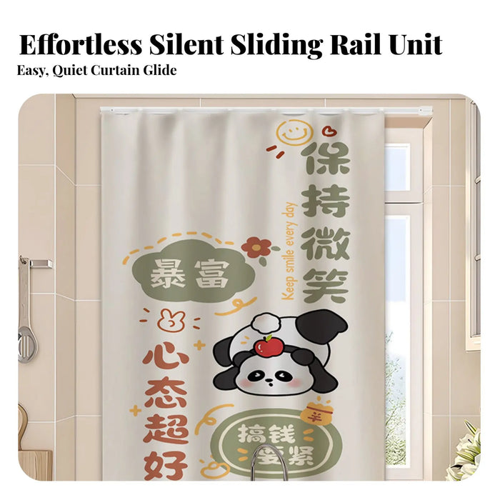 Rideau occultant avec rail coulissant push-pull en couleur blanche