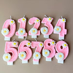 bougies anniversaire chiffres fleurs marguerites rose blanches décoratives enfants