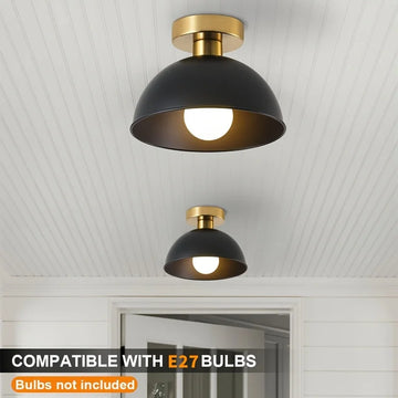 plafonnier moderne finition mate noir blanc doré abatjour opaques éclairage industriel fixe ampoule led