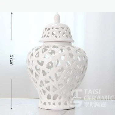 vase moderne or blanc argent réseau géométrique élégant poignée couvercle