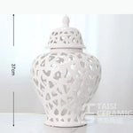 vase moderne or blanc argent réseau géométrique élégant poignée couvercle