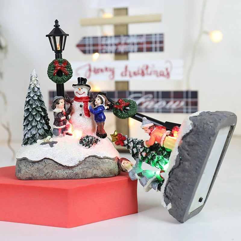 décoration noël figurine bonhomme neige enfants sapins guirlande lanterne blanc hiver traditionnelle chambre salon
