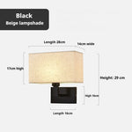 lampe murale moderne tissu beige vertical noir doréintérieur éclairage led fixée mur