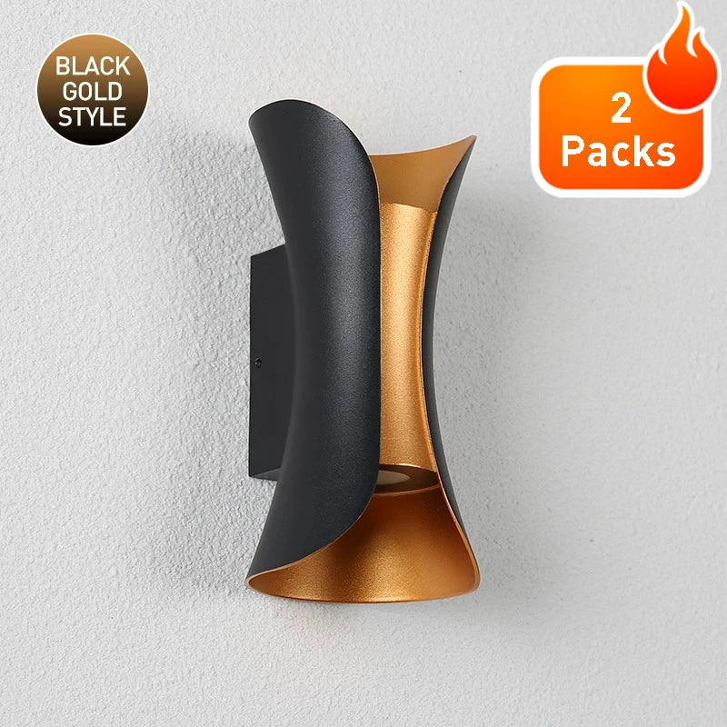 applique murale led aluminium noir or moderne jardin veranda interieur
