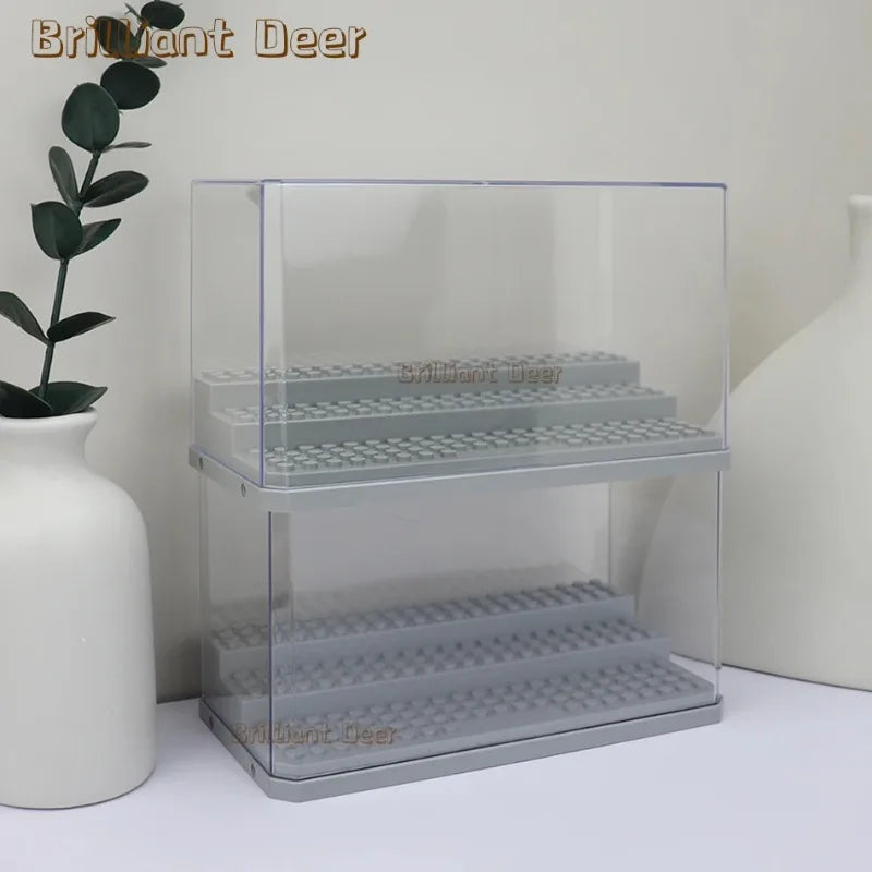 boîte bijoux transparente noir plateforme perforations moderne rangement plastique