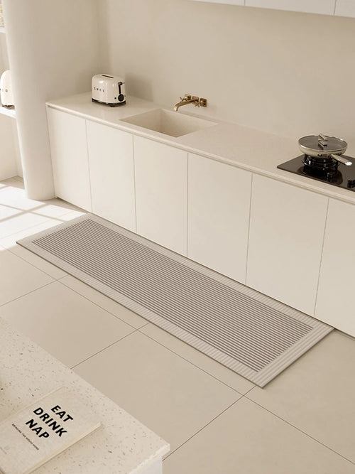 tapis sol moderne minimaliste beige marron rose gris carreaux géométriques antidérapant absorbant eau huile