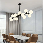 suspension moderne boules translucides blanc doré noir led restaurant salon bar